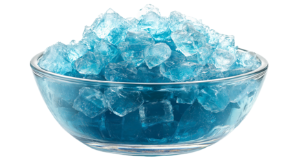 Crystal clear blue ice in glass bowl, perfect for refreshing drinks
