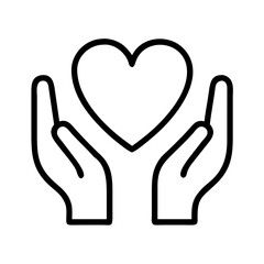 heart with hands icon, heart with hands line art - simple line art of heart with hands, perfect for heart with hands logos and icons