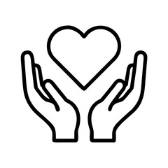 Obraz premium heart with hands icon, heart with hands line art - simple line art of heart with hands, perfect for heart with hands logos and icons