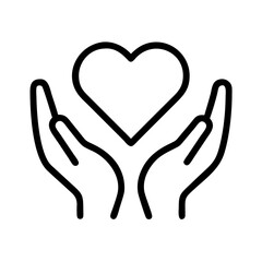 heart with hands icon, heart with hands line art - simple line art of heart with hands, perfect for heart with hands logos and icons