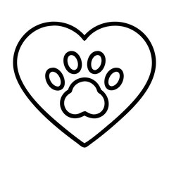heart with paw print icon, heart with paw print line art - simple line art of heart with paw print, perfect for heart with paw print logos and icons