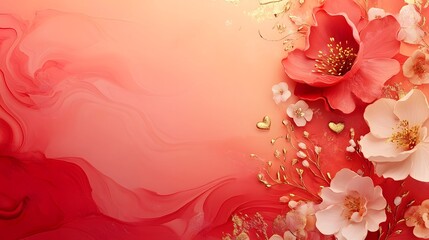 Romantic and elegant gradient design in red and pink tones featuring soft gold accents and love themed decorative creative details Perfect for Valentine s Day mother s day wedding or anniversary