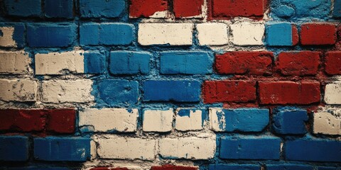 Fototapeta premium American Flag Brick Wall