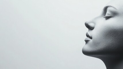 Side view of woman with closed eyes in grayscale