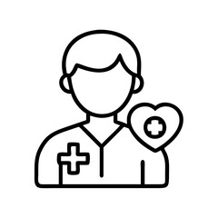 Obraz premium hospital volunteer icon, hospital volunteer line art - simple line art of hospital volunteer, perfect for hospital volunteer logos and icons