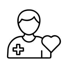 hospital volunteer icon, hospital volunteer line art - simple line art of hospital volunteer, perfect for hospital volunteer logos and icons
