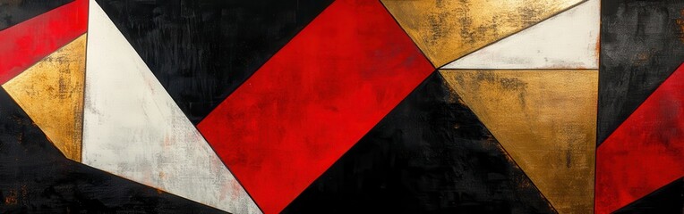 Striking geometric abstract art featuring bold colors and unique shapes in a vibrant composition