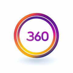 Logo design with the words "360" and an icon of circular lines, purple red yellow color scheme