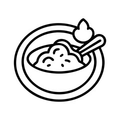 hummus dip icon, hummus dip line art - simple line art of hummus dip, perfect for hummus dip logos and icons