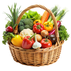 Basket of vegetables isolated on transparent background  

