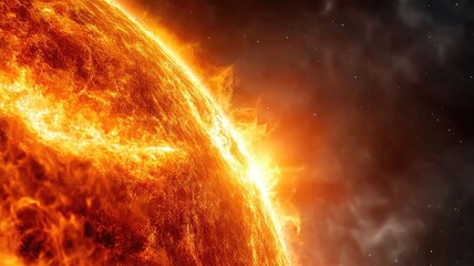 Obraz premium Fiery surface of star with cosmic background