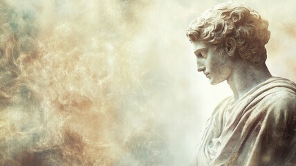 Obraz premium Classical male statue in serene, ethereal background