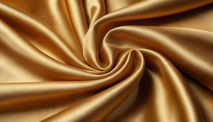 A luxurious golden satin fabric with smooth folds and a shimmering surface, radiating elegance and sophistication.