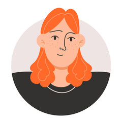 Portrait of a Young Man with Long Red Hair and Freckles for Profile Icon