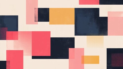 Fototapeta premium Abstract Geometric Pattern with Pink, Orange, and Black Squares