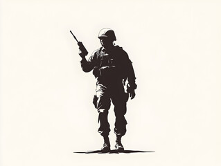 A clean vector of a soldier with a radio, symbolizing communication on the battlefield. Soldier with radio.


