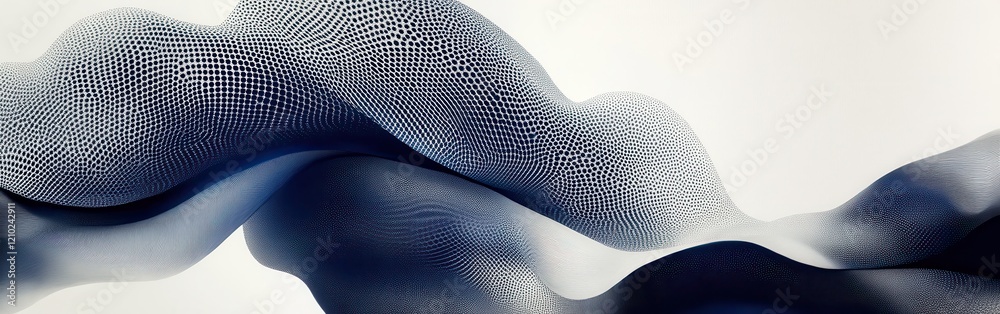 Poster dynamic halftone design showcasing the serene essence of midnight with flowing textures and contrast