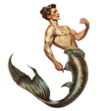 Male mermaid illustration art electronics