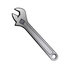 Wrench in art cartoon illustration style,on white background,This image is made by myself, not using AI