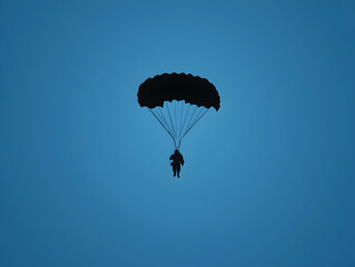 An abstract illustration of a parachute descending from the sky, symbolizing airborne troops. Parachute minimalist design.


