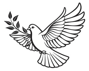 Fototapeta premium dove logo, black outline, vector graphic, transparent background