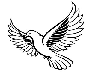 Obraz premium dove logo, black outline, vector graphic, transparent background