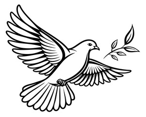 Obraz premium dove logo, black outline, vector graphic, transparent background