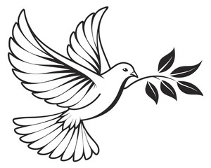 Fototapeta premium dove logo, black outline, vector graphic, transparent background