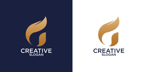 leaf letter g nature logo template