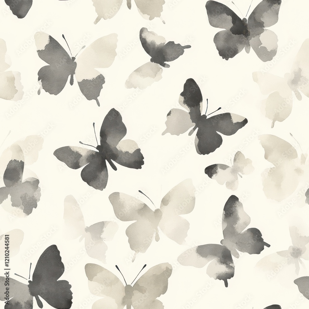 Aufkleber elegant watercolor doodles of butterflies create a calming atmosphere in a serene setting