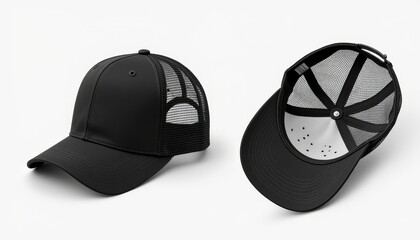 Trucker cap mockup displaying customizable design options, branding tool