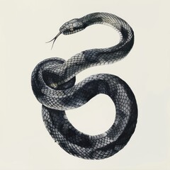 Fototapeta premium A Black snake illustration reptile artwork