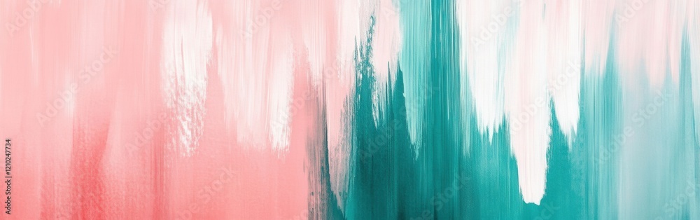 Poster soft pastel blending of pink and teal in abstract art showcasing dynamic strokes