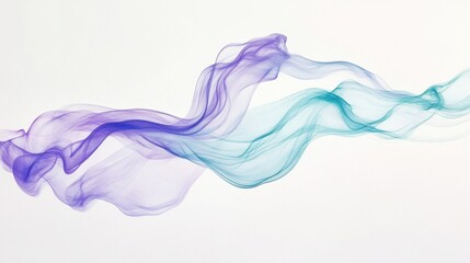 Fototapeta premium Swirling lavender and teal hues blend softly against a light background, creating a tranquil and minimalist visual experience