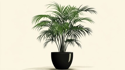Obraz premium Nice palm tree in a black pot illustration 