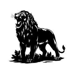 Royal heraldic lions. Black silhouette of rampant lion and griffins for logo or coat of arms. Premium wild animal crest symbols.	
