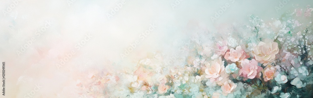 Aufkleber Soft pastel flowers create an ethereal bokeh effect in a serene natural setting during daylight hours