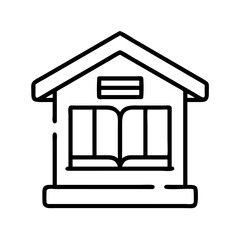 library icon, library line art - simple line art of library, perfect for library logos and icons