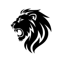Fototapeta premium Royal heraldic lions. Black silhouette of rampant lion and griffins for logo or coat of arms. Premium wild animal crest symbols. 