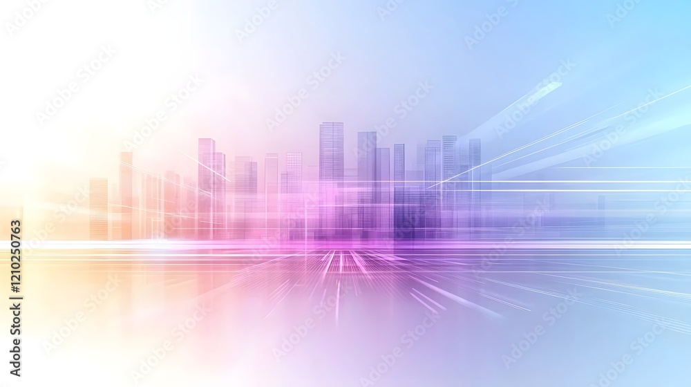 Poster Captivating gradient glow with soothing purple and blue tones featuring dynamic light rays and soft shadows for a smooth contemporary abstract design
