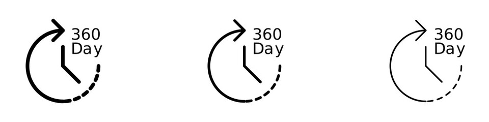 365 Day Icons vectors. black solid and liner versions