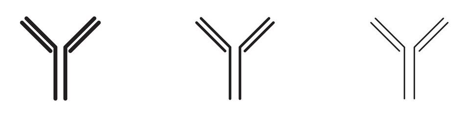 Antibody icons set in black filled and stroke line style