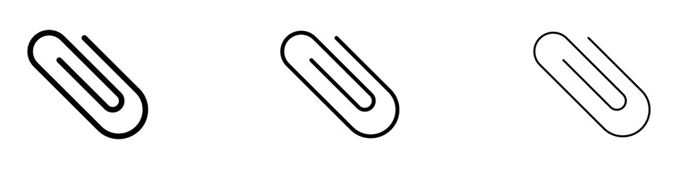 Attachment clip icons set in black filled and stroke line style