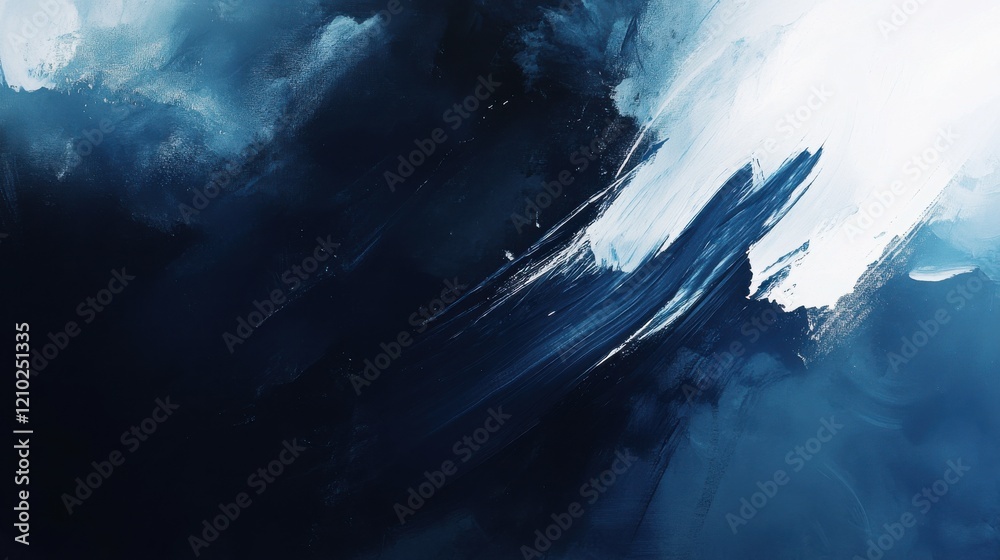 Aufkleber Abstract composition in midnight blue with striking white strokes creating a dynamic visual experience