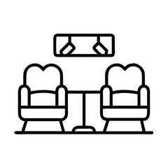 lounge area icon, lounge area line art - simple line art of lounge area, perfect for lounge area logos and icons