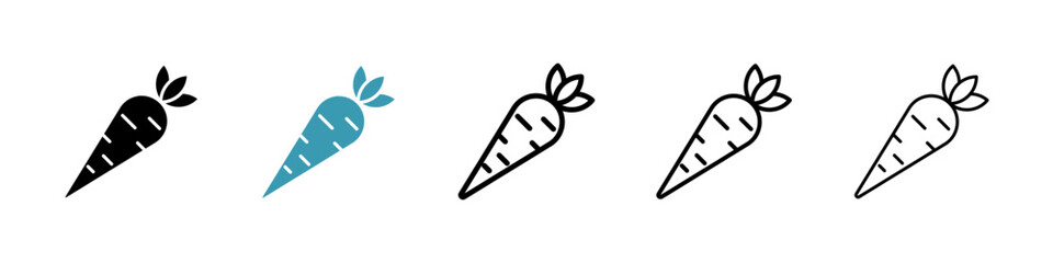 Carrot icons set in black filled and stroke line style