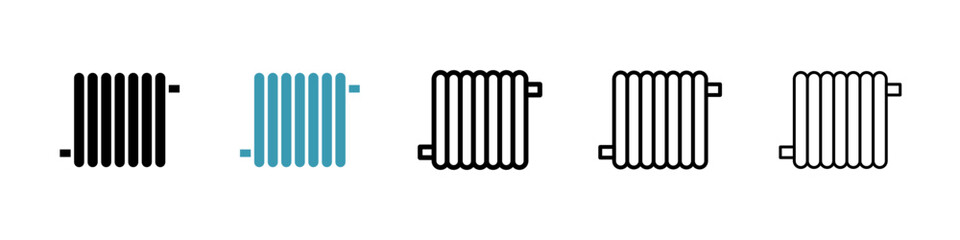 Conditioner heater icons set in black filled and stroke line style