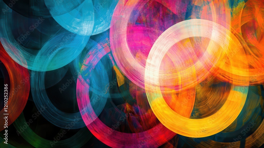Leinwandbilder vibrant overlapping circles create a colorful abstract composition with dynamic hues and shapes