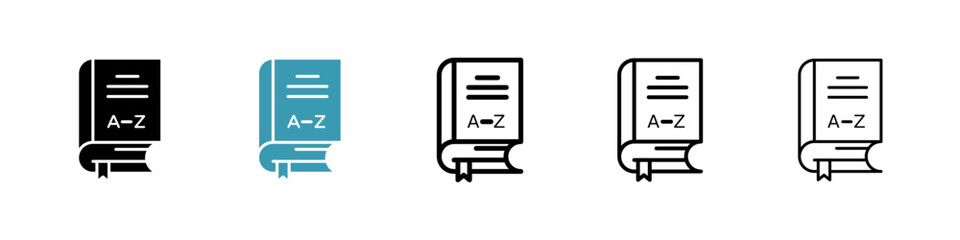 Dictionaries icons collection in black and blue colors