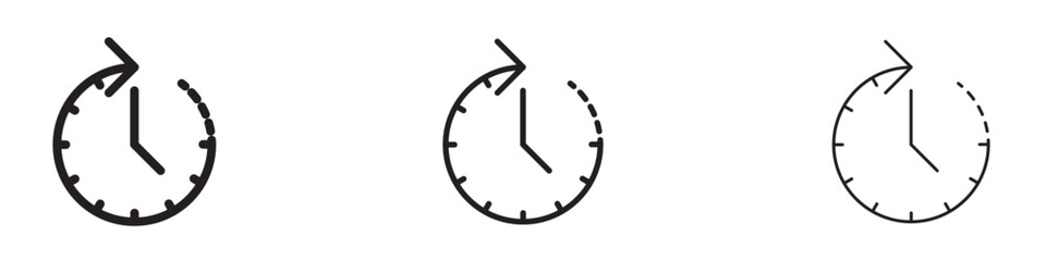 Duration icons set in black filled and stroke line style